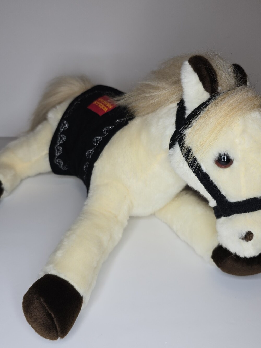 Wells Fargo Plush Horse Pony Stuffed Animal Black Saddle Bank Promo Toy